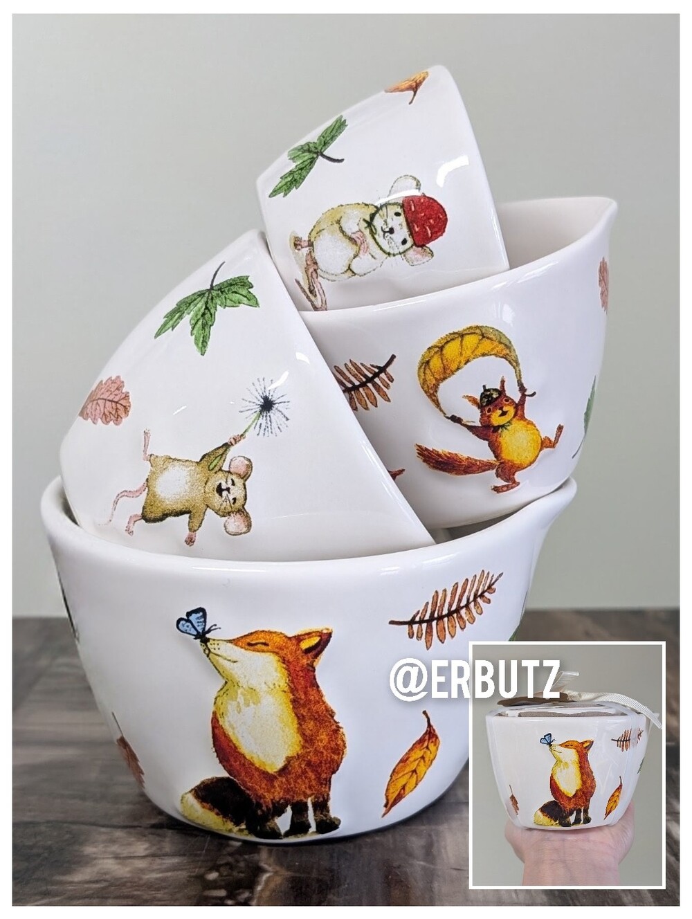 Rae Dunn Autumn Icon Measuring Cups with Embossed Design 🦊🐭